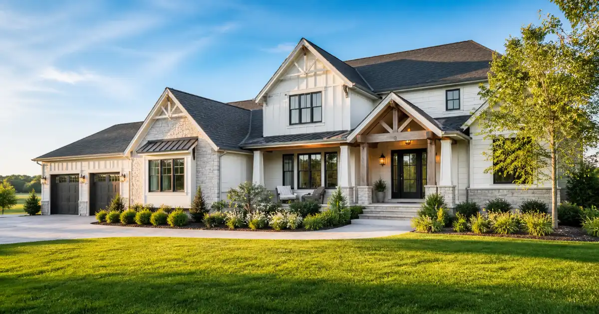 Beautiful American home exterior representing home improvement and renovation projects
