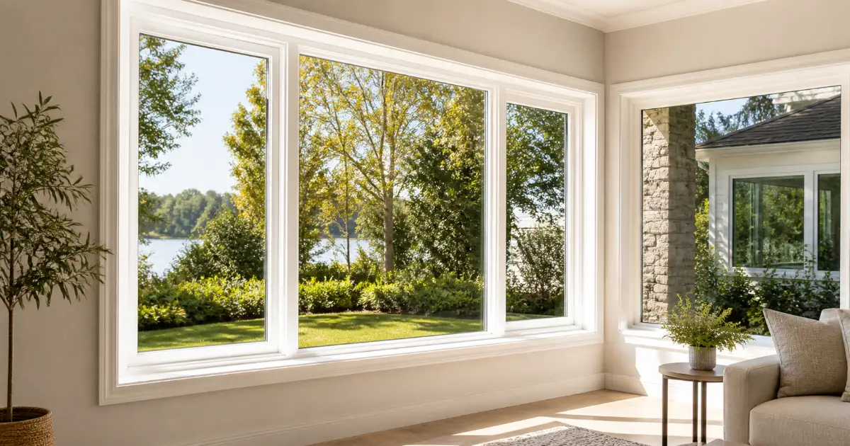New energy-efficient windows installed in a residential home with natural light