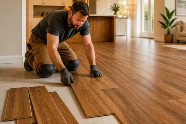 Hardwood flooring in a bright living space