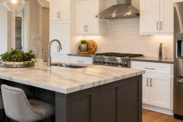 Modern kitchen with updated cabinets and countertops